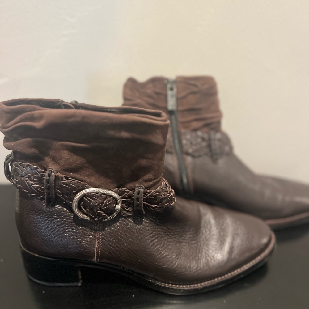 Brighton Jonah Dark Brown Ankle Boots with Braided Detail